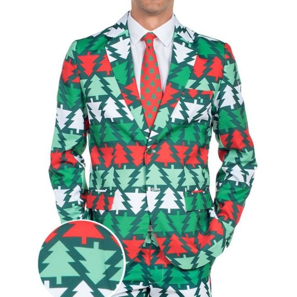 Tipsy Elves Men's Red Green Christmas Tree Suit 44